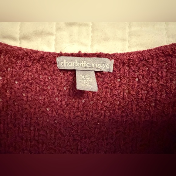 Charlotte Russe Burgundy Solid Long Sleeve Sweater - Picture 4 of 5